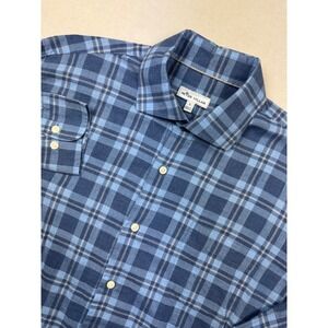 Peter‎ Millar Mens Plaid Button Down Shirt Blue Long Sleeve Classic Fit L